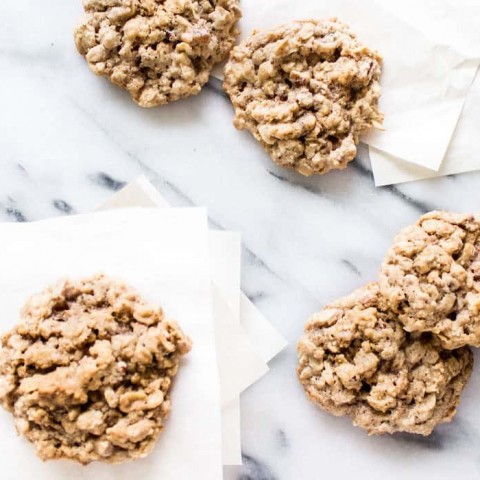 Oatmeal Cookie Recipe on marble board
