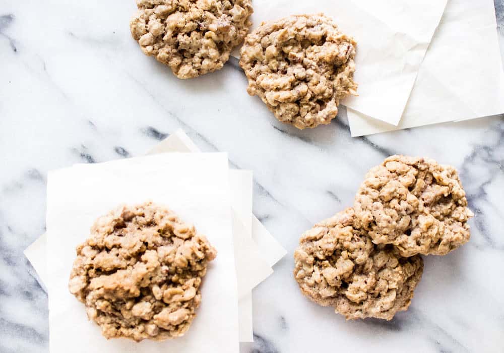 Oatmeal Cookie Recipe on marble board