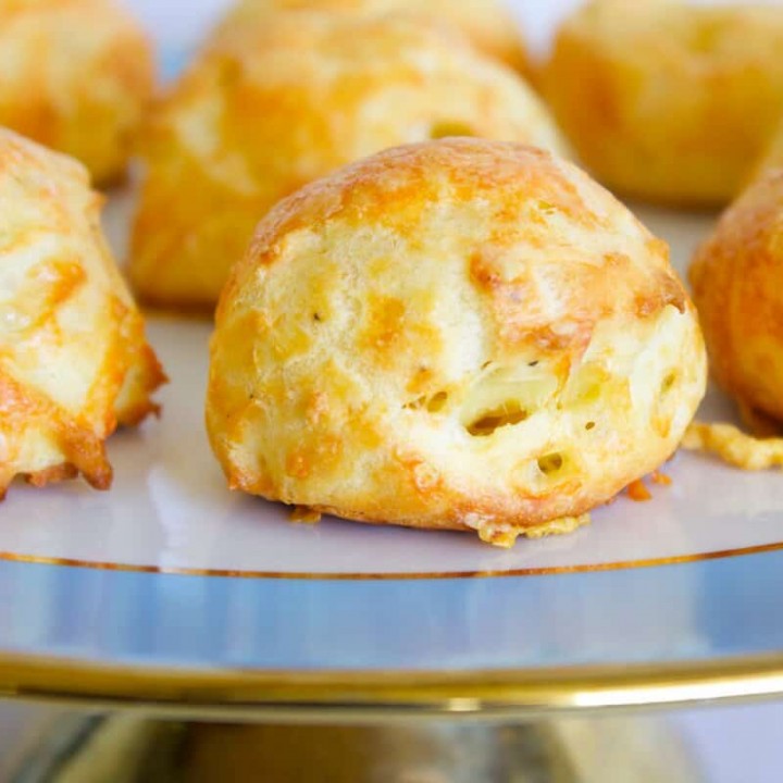 gougeres recipe on a serving platter