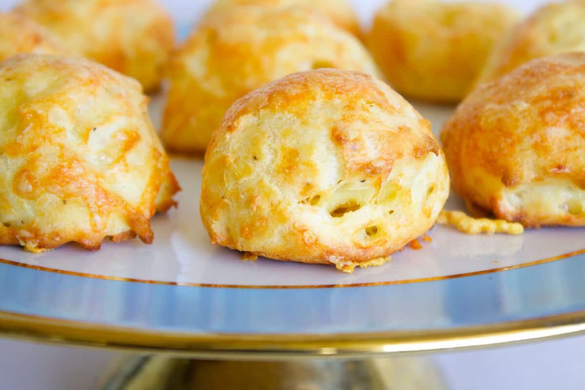 gougeres recipe on a serving platter