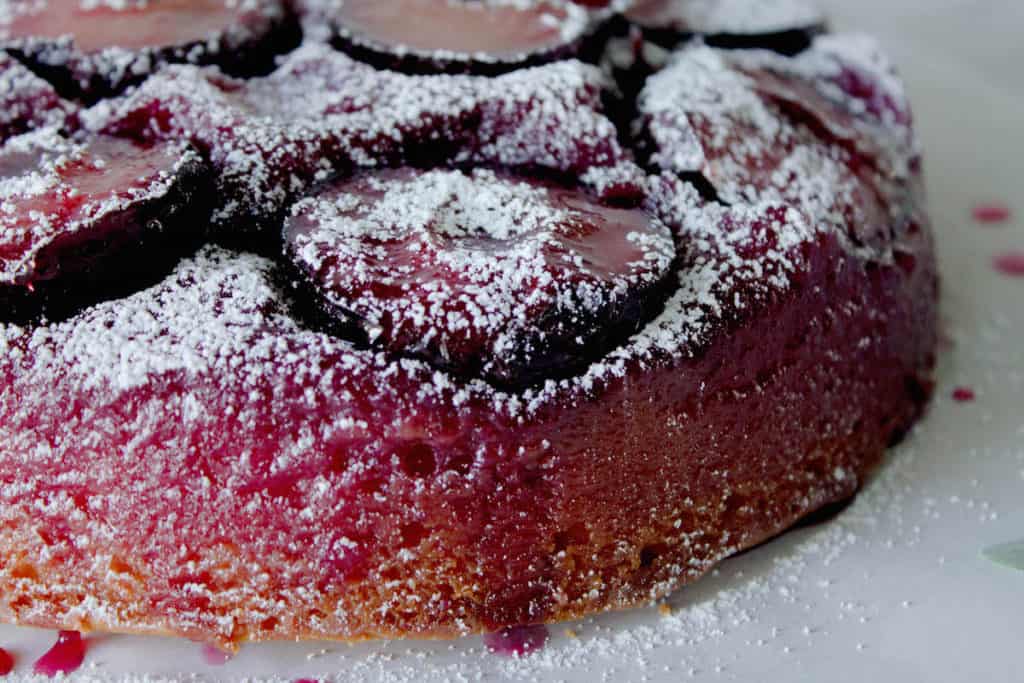 caramelized plums on cake tatin image