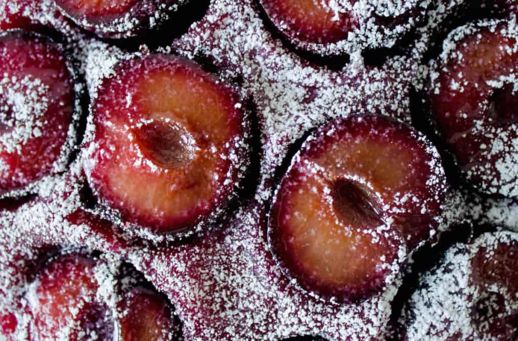 plum tarte tatin caramelized plums image