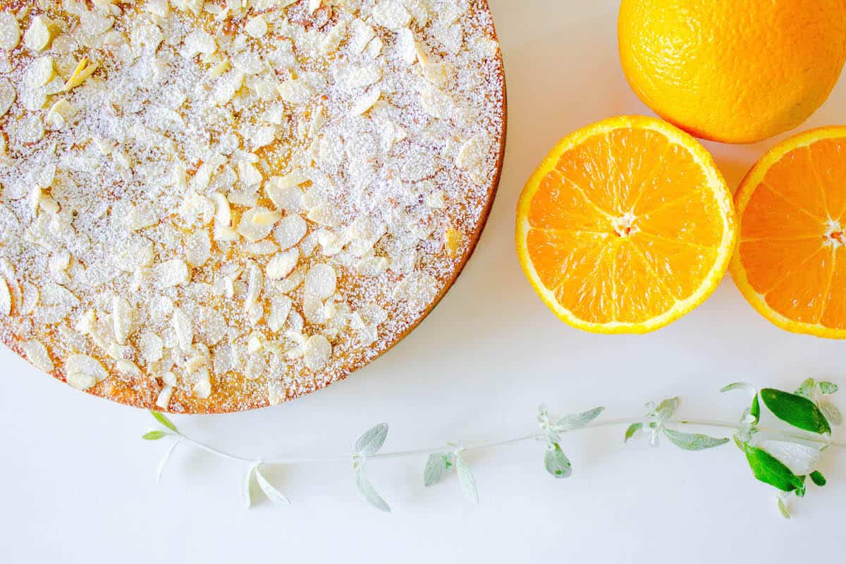 flourless orange cake recipe close up image