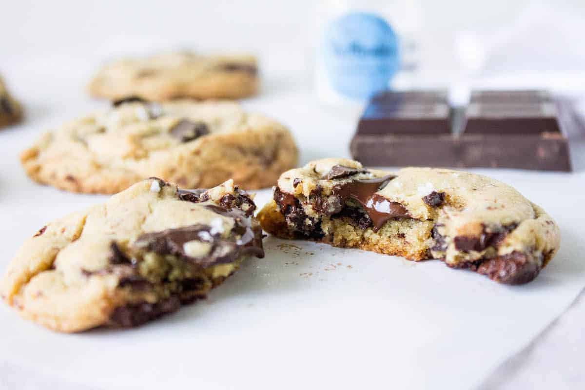 salted dark chocolate chip cookies