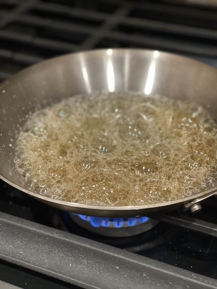 sugar beginning to turn light amber