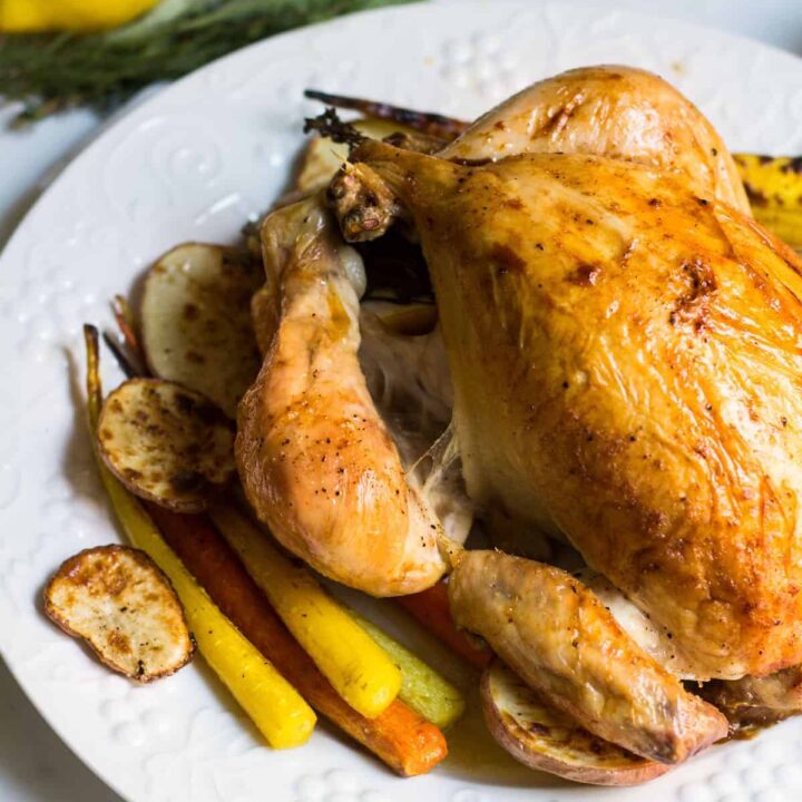 Poulet Roti: Roast chicken done the French way. A recipe for juicy, crisp chicken that'll taste and look fantastic. Recipe via MonPetitFour.com