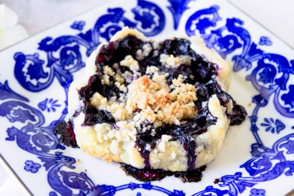 blueberry galettes recipe with a streusel topping image