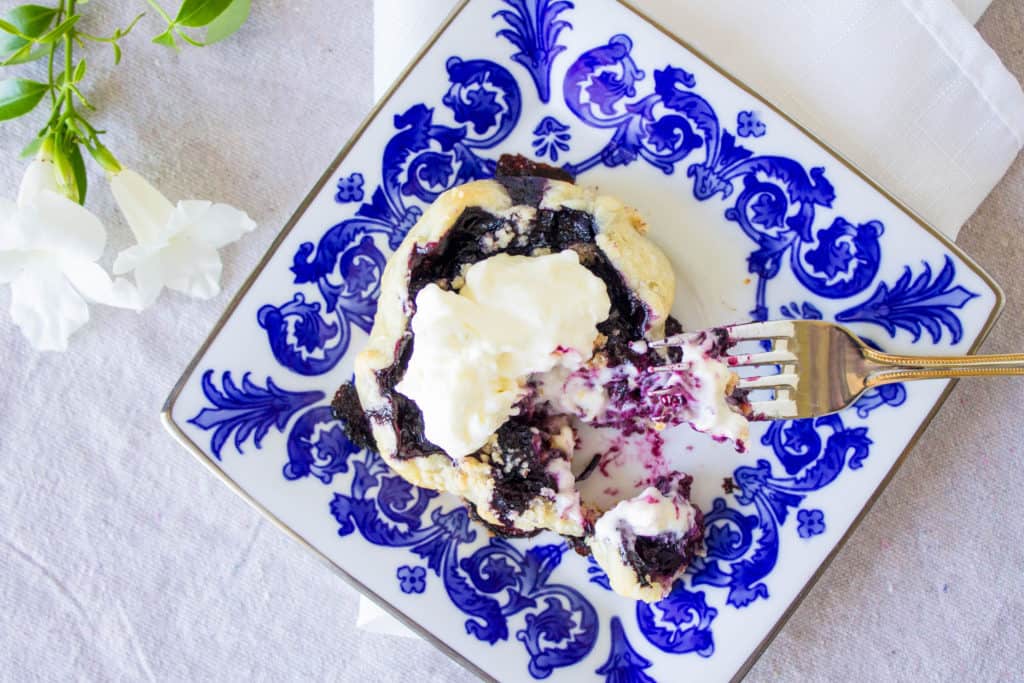 blueberry galettes recipe overhead image