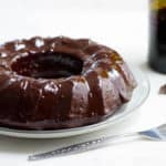 dark chocolate cake with red wine glaze