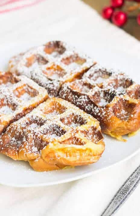 close-up of homemade waffles