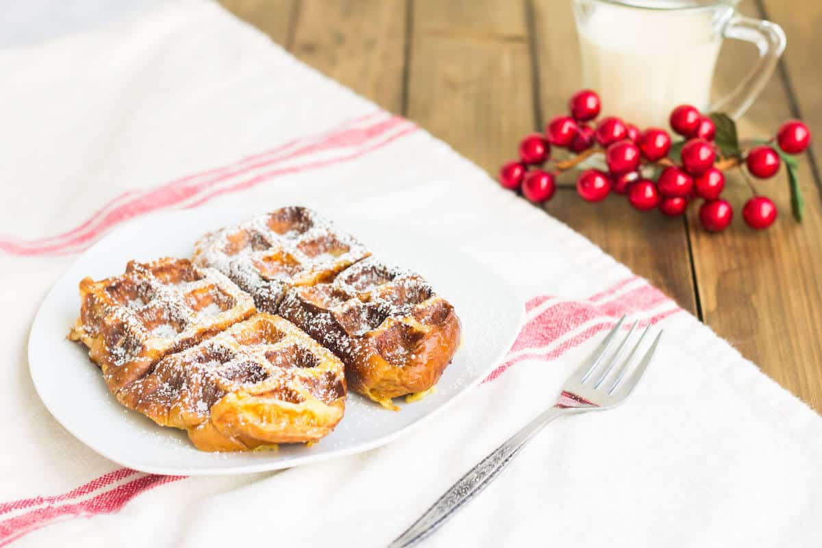 Eggnog Waffles made with Brioche