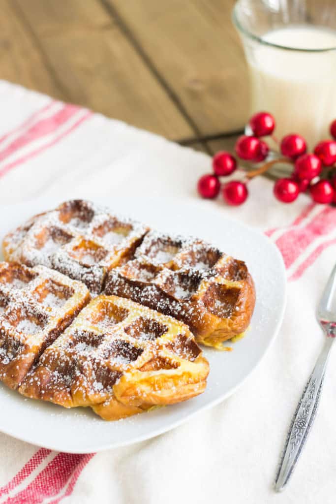 Eggnog Waffles use holiday eggnog