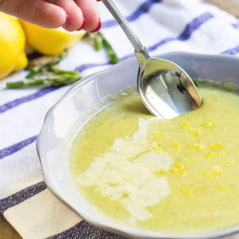 Crème d'asperges: creamy asparagus soup via MonPetitFour.com