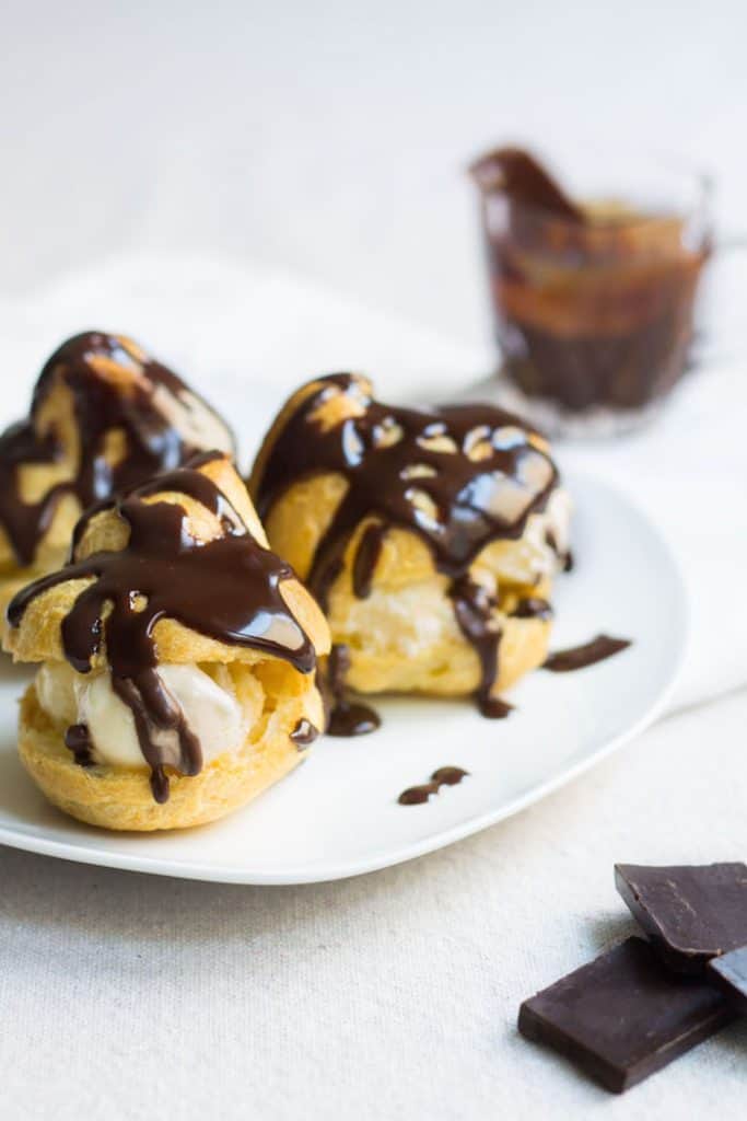 close-up view of profiteroles