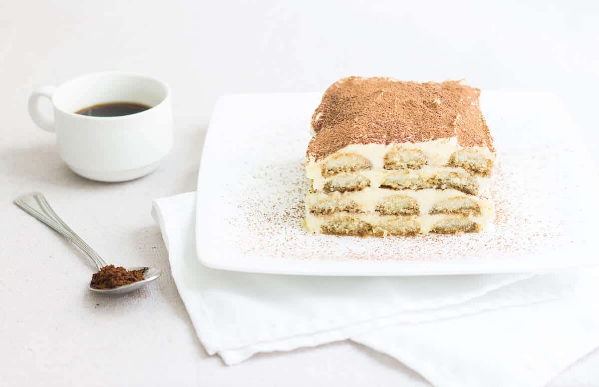 Easy Tiramisu Recipe on a plate