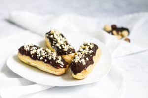 easy chocolate eclair recipe on a plate