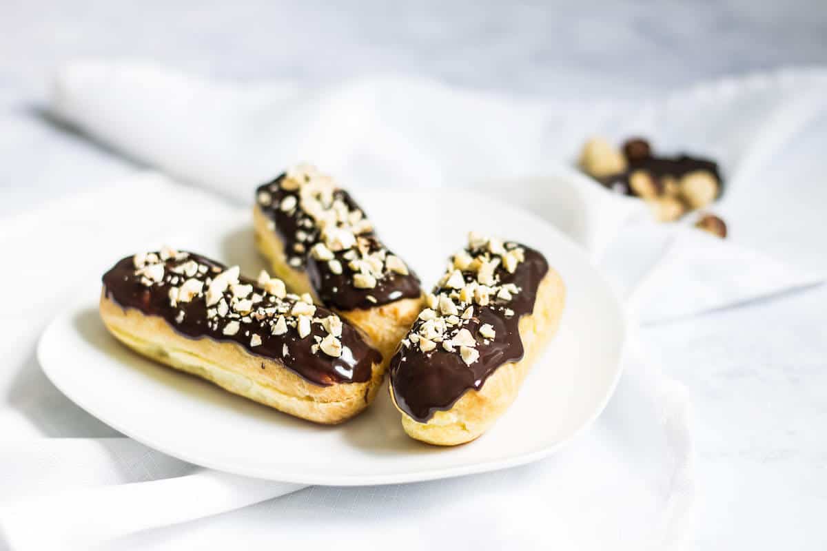 easy chocolate eclair recipe on a plate