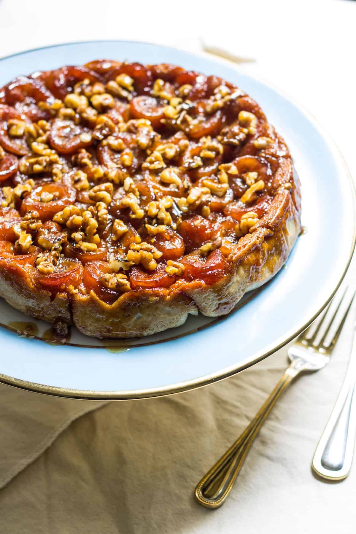 Banana Tarte Tatin: caramelized bananas flipped over a bed of golden pastry. Recipe via MonPetitFour.com