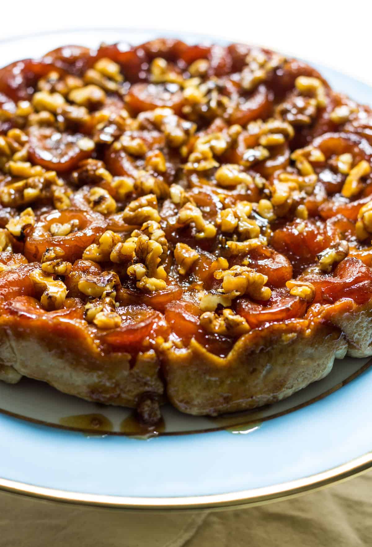 Banana Tarte Tatin: caramelized bananas flipped over a bed of golden pastry. Recipe via MonPetitFour.com