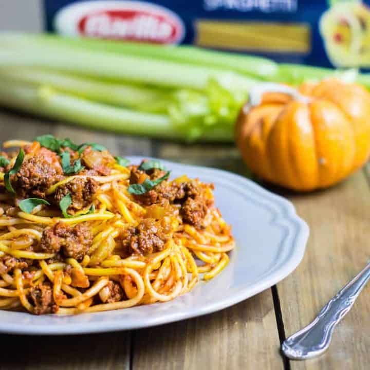 pumpkin bolognese spaghetti