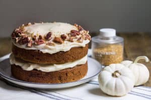 pumpkin cake with maple frosting