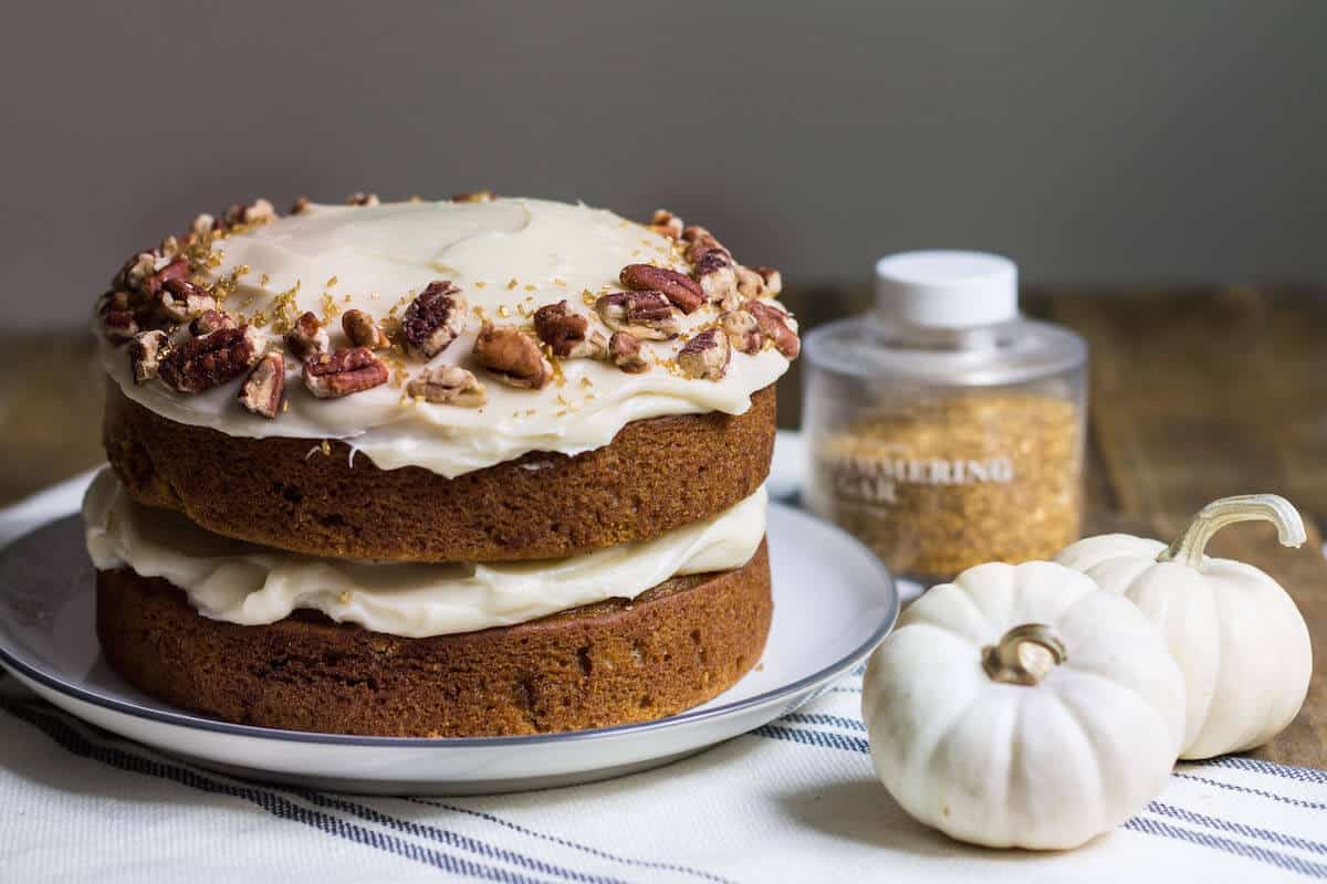 pumpkin cake with maple frosting