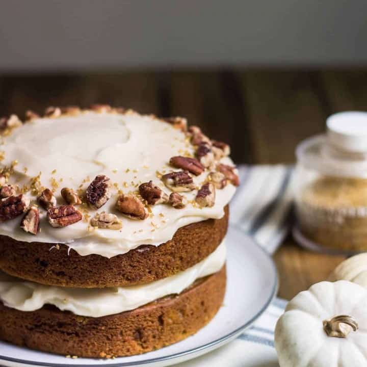 pumpkin cake with maple frosting