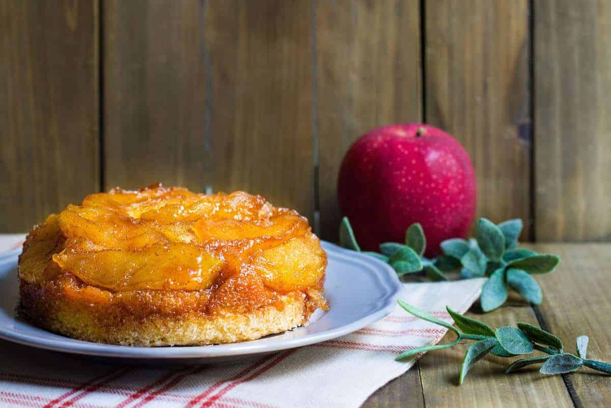 Upside-Down Apple Cake - A delicious French cake with caramelized apples. Recipe via MonPetitFour.com