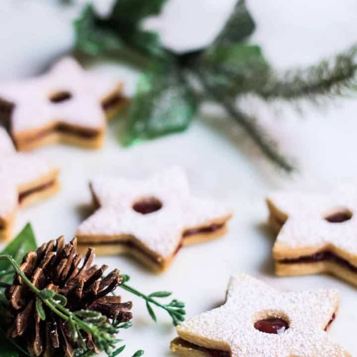 Linzer Cookies made with almond flour and strawberry jam. Recipe via MonPetitFour.com