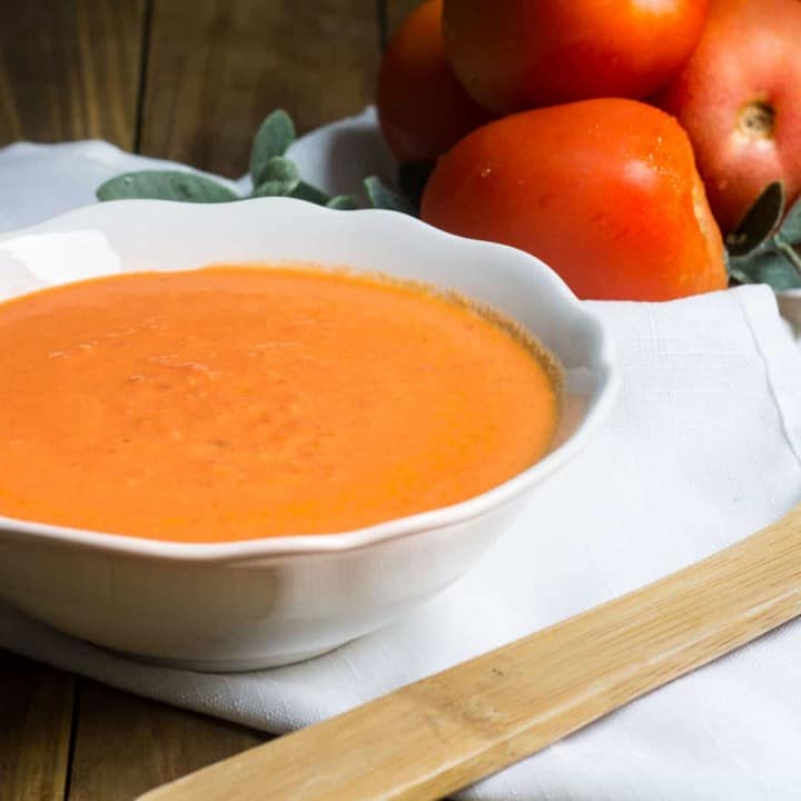 Tomato Soup: rich and creamy, made in a cinch! Recipe via MonPetitFour.com