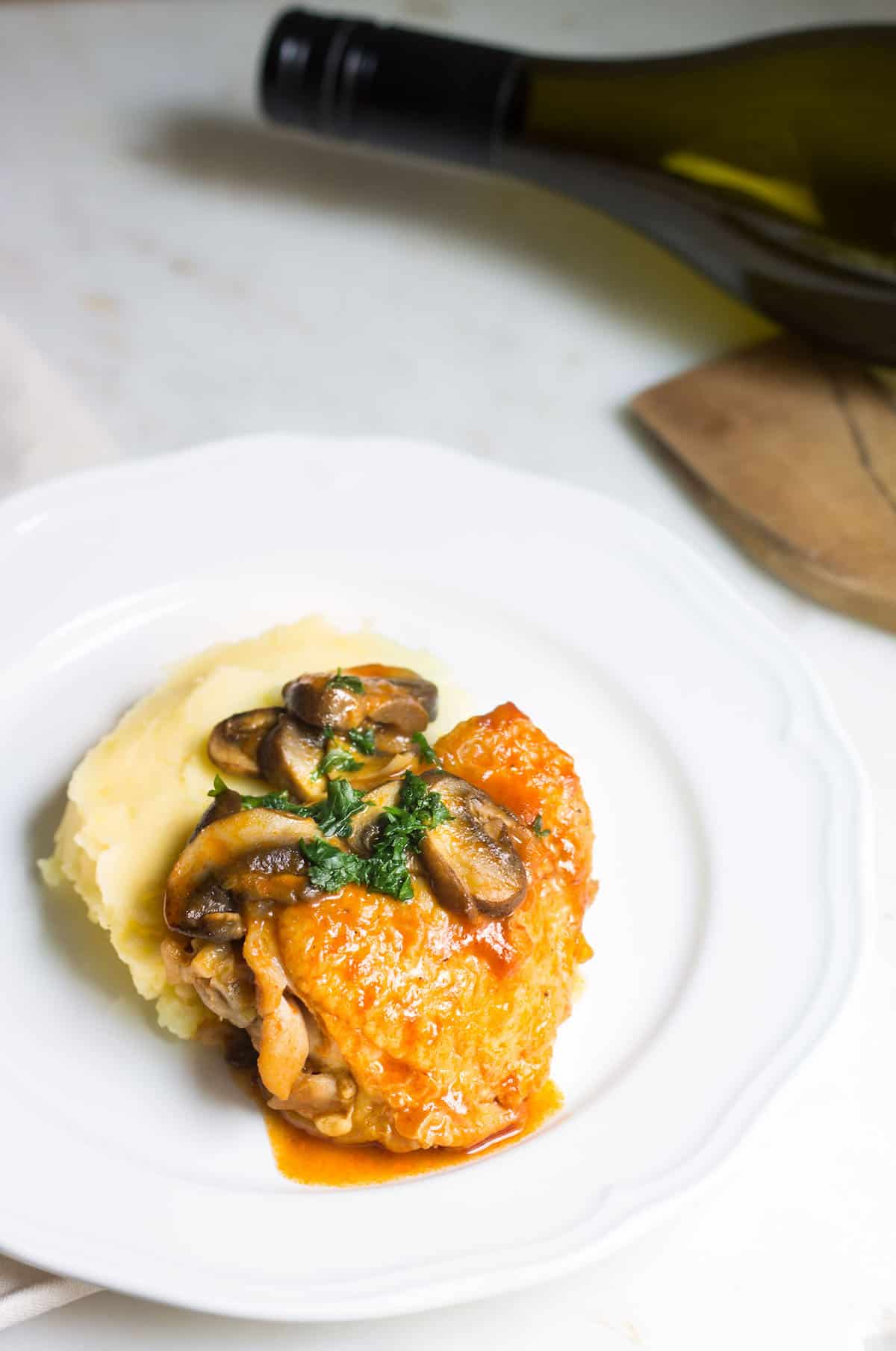 Chicken Chasseur recipe on a plate
