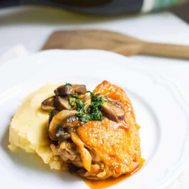 Chicken Chasseur on mashed potatoes