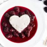 Coeur a la creme: A creamy, rich French dessert served with blackberry sauce. Perfect for Valentine's Day or special occasions! Recipe via MonPetitFour.com