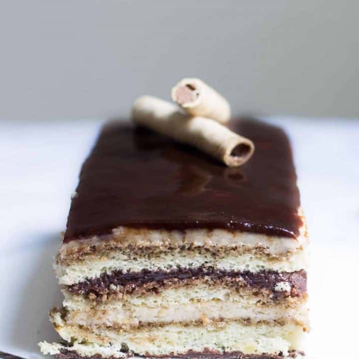Opera Cake Made Easy! Create this beautiful and delicious coffee-flavored cake via MonPetitFour.com