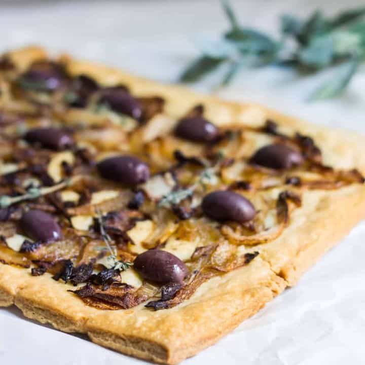Pissaladiere: French-style pizza from Nice made with anchovies, onion, and olives! Recipe via MonPetitFour.com