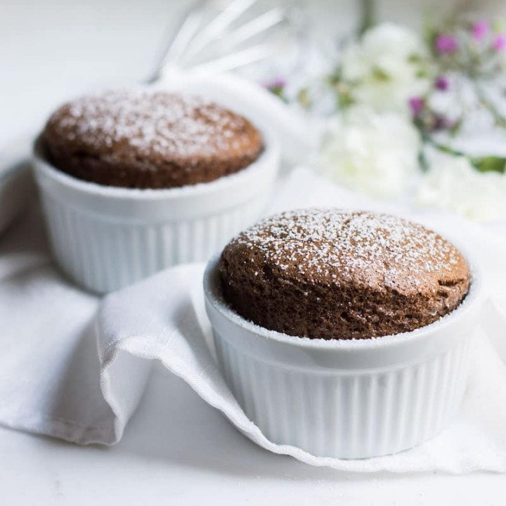 Easy Chocolate Souffle Recipe in ramekins