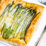 Asparagus Tart: a quick and simple appetizer or lunch using puff pastry, fresh asparagus, and cheese. Recipe via MonPetitFour.com