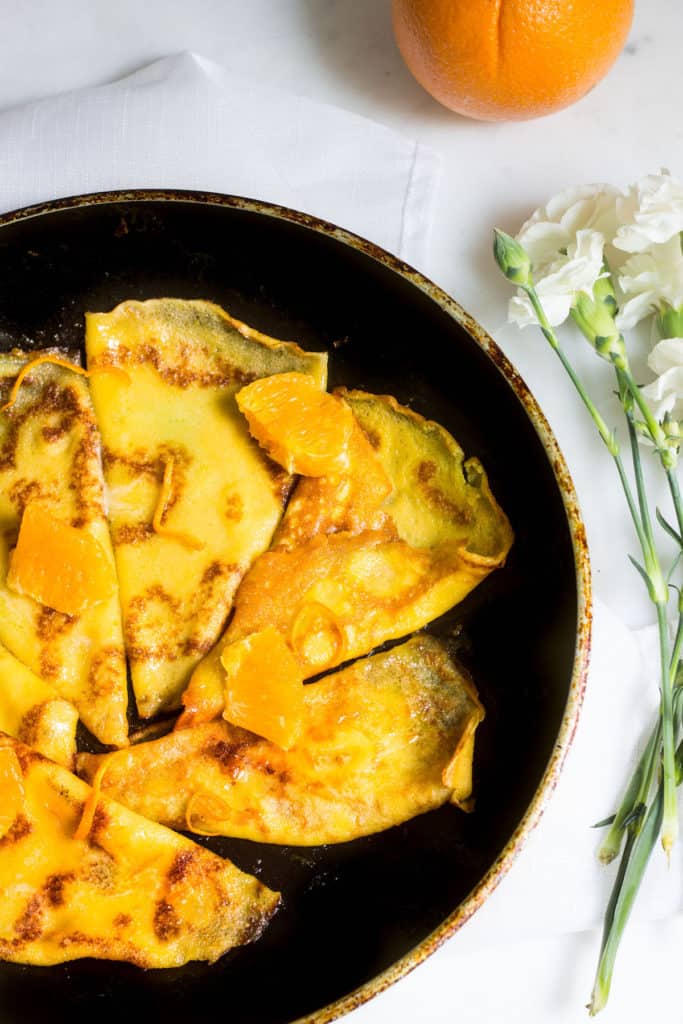Crepes Suzette in a pan