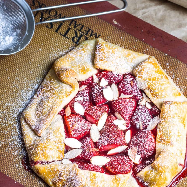 Strawberry Galette: a rustic, French strawberry pie. So easy and so delicious! Recipe via MonPetitFour.com