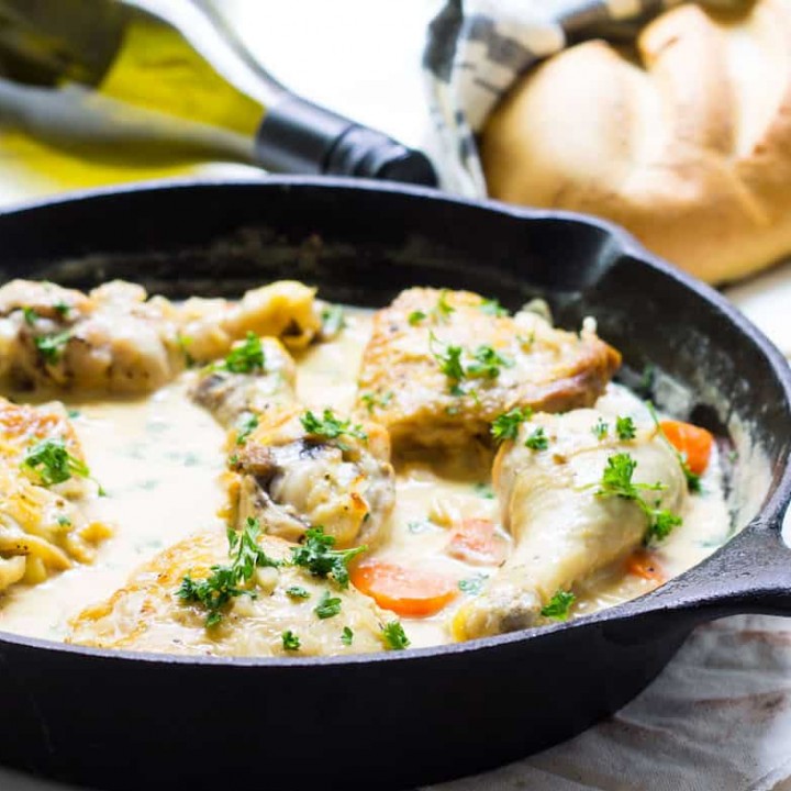 Chicken in white wine sauce recipe image