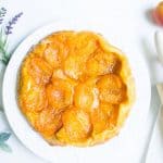 Apricot Tarte Tatin: an upside down French tart made with pastry and caramelized apricots. Recipe via MonPetitFour.com