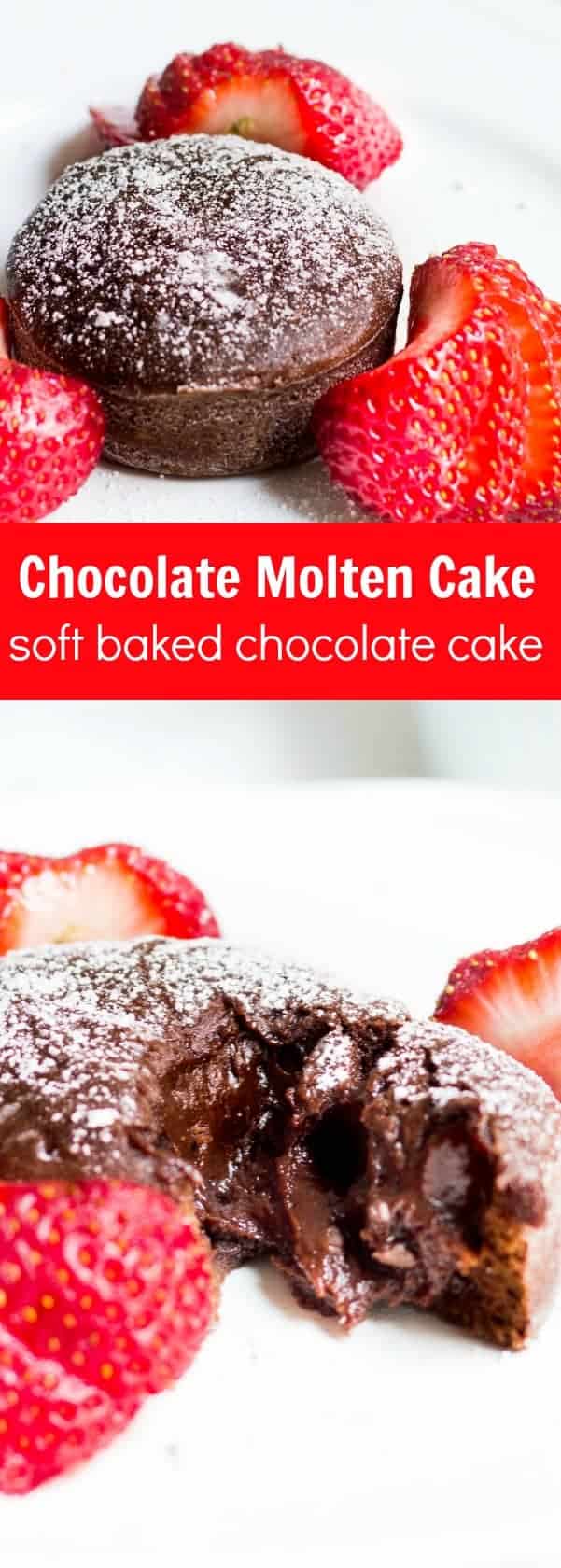Molten Chocolate Cake: decadent little chocolate cakes with surprise gooey centers! Recipe via MonPetitFour.com