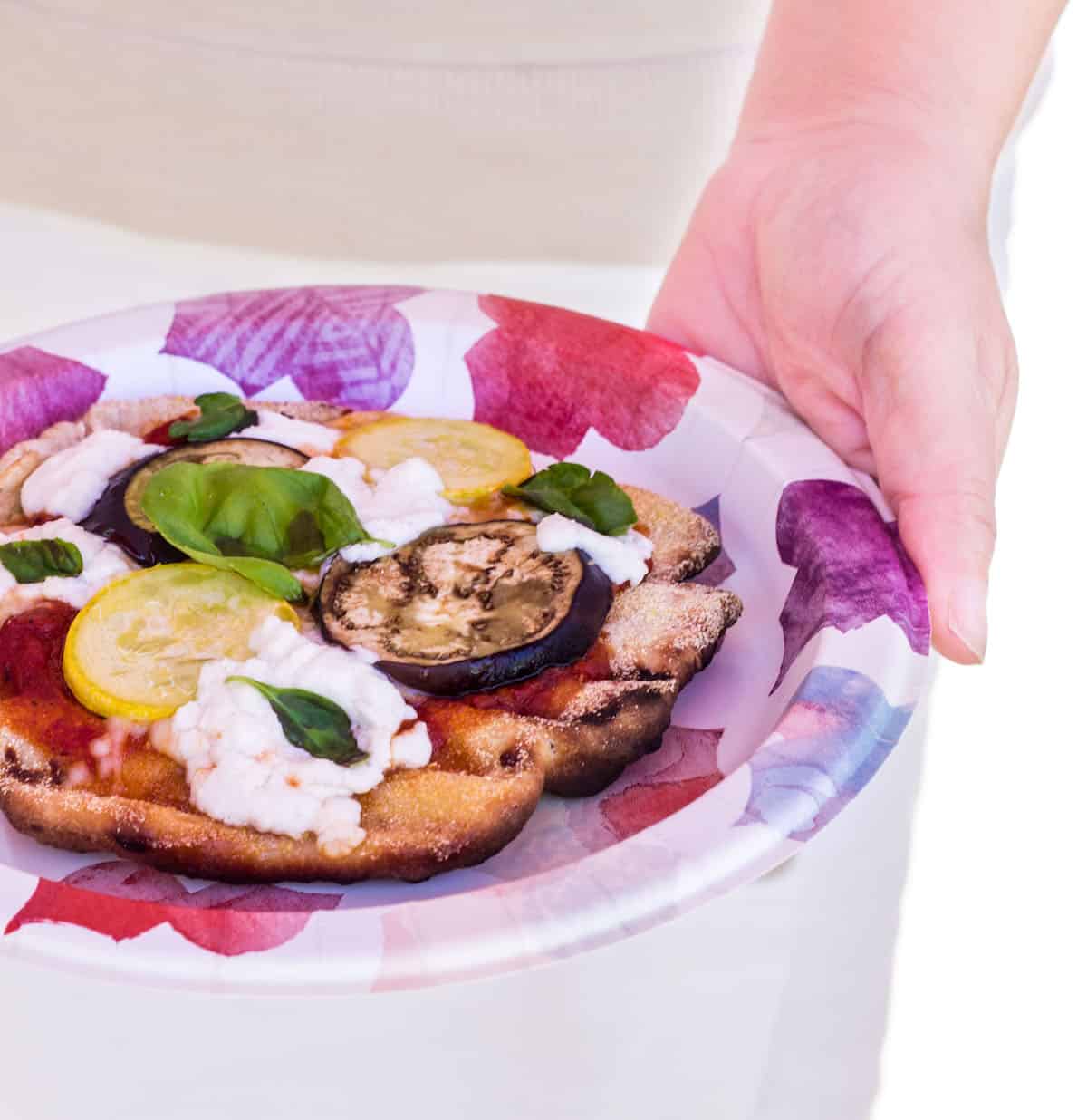 Grilled Pizza: personal size pizza made on the grill and topped with summer veggies! Recipe via MonPetitFour.com