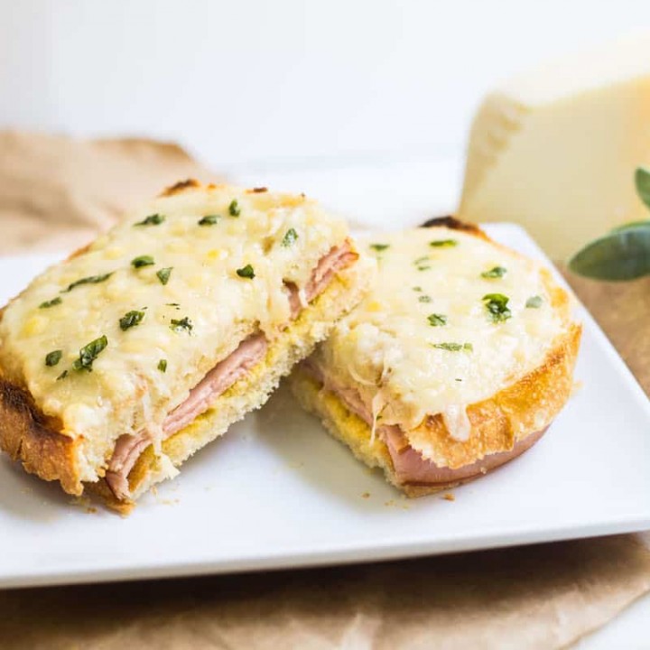 Croque Monsieur: quick and easy French ham and grilled cheese sandwich, made with gruyere and bechamel sauce. Recipe via MonPetitFour.com