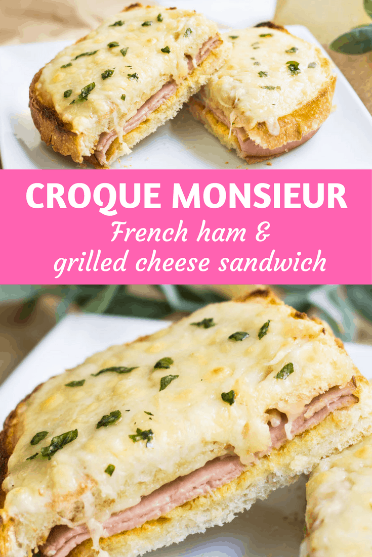 Croque Monsieur: quick and easy French ham and grilled cheese sandwich, made with gruyere and bechamel sauce. Recipe via MonPetitFour.com