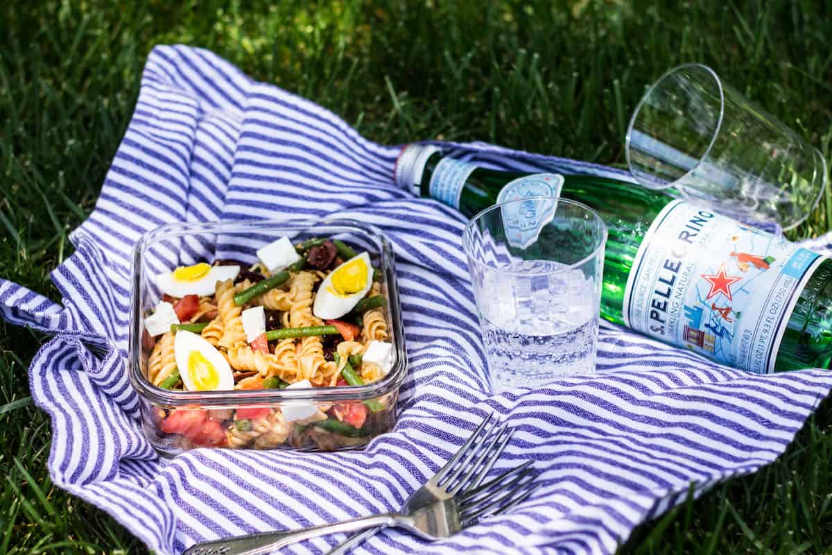 Nicoise Pasta Salad: an easy twist on a classic French salad, this tasty pasta salad is perfect for summer picnics. Recipe via MonPetitFour.com