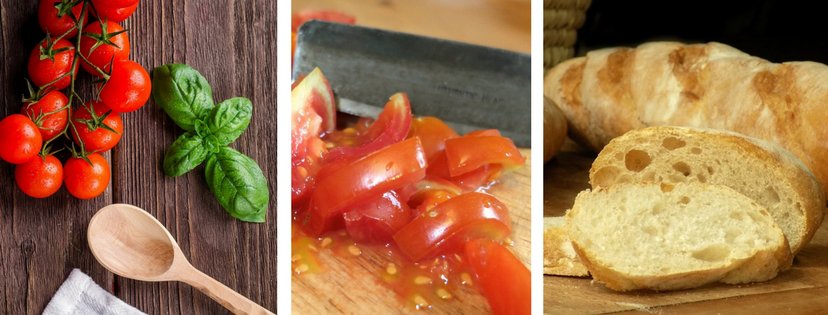 Tomato Crostini: easy appetizer idea using fresh tomatoes, basil, and garlic-flavored baguette slices. French recipe via MonPetitFour.com