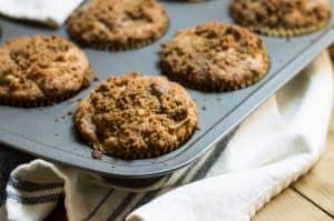 Apple Muffins: easy, tender apple muffins with a crisp, streusel topping. Perfect fall recipe via MonPetitFour.com