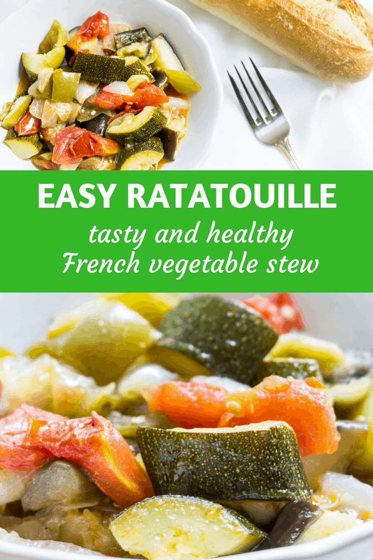 Easy Ratatouille: a French vegetable stew made with summer veggies. Super easy and perfect as a side or light entrée. Recipe via MonPetitFour.com