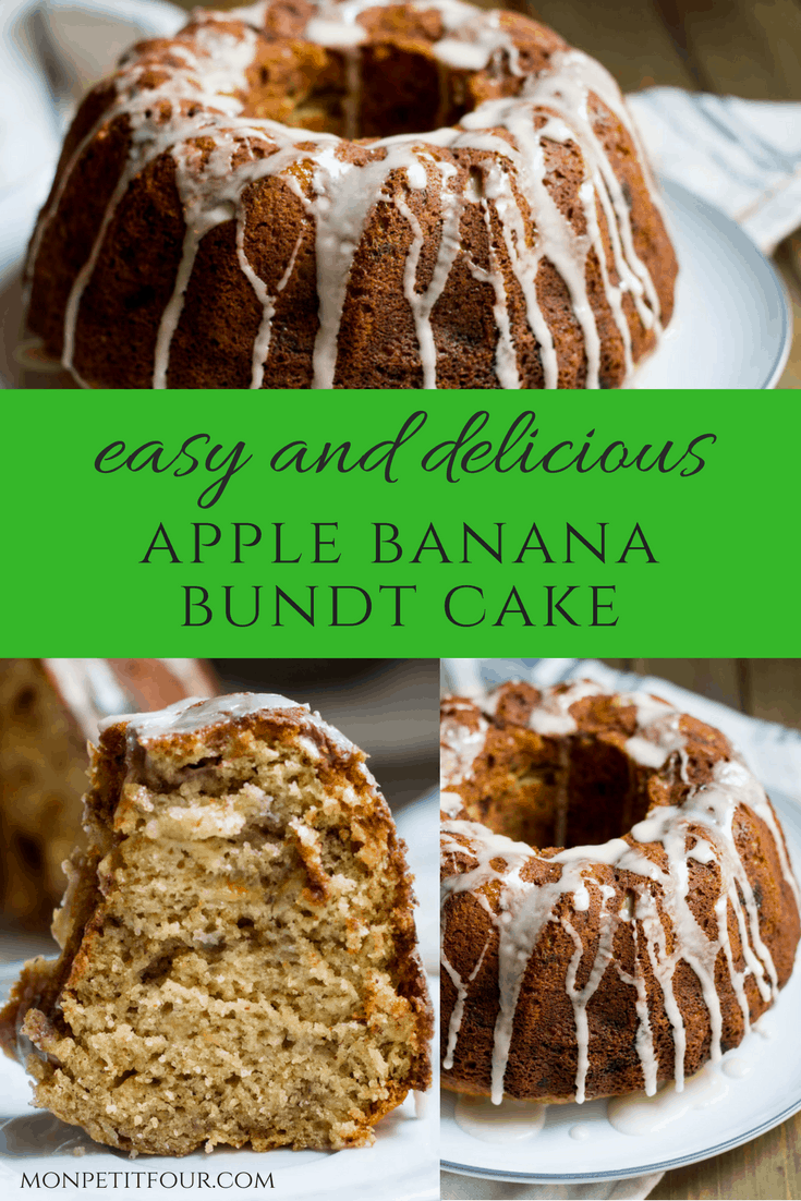 Apple Bundt Cake: a delicious and easy fall cake recipe made with apples, bananas, and fall spices. Recipe via MonPetitFour.com